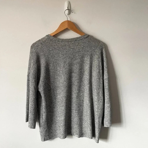 Zara GREY Pearl Raw Edge Drop Shoulder Pullover Sweater Heather  Grey Size Small - Picture 8 of 8